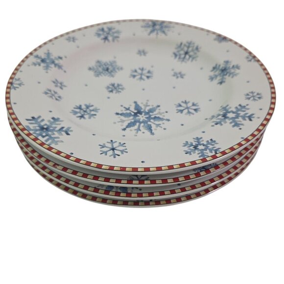 Sakura Debbie Mumm Snowflake 8” Stoneware Salad Luncheon Plates – Set of 4 - Picture 3 of 16